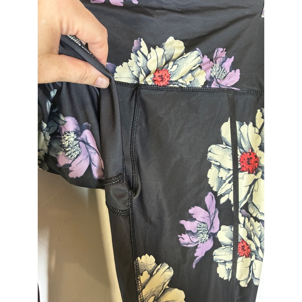 RBX Medium Floral High Waisted Performance Leggings Yoga Athletic Pants - Picture 5 of 8
